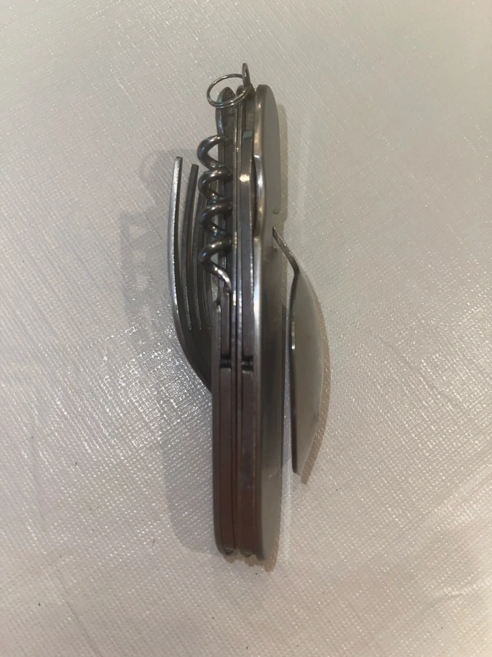 Vntg 5 In 1 Stainless Steel Hobo Pocket Camp Tool Spoon Fork Bottle Wine